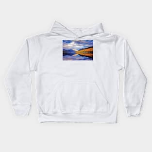 Cloudy Autumn Landscape And Its Reflection Kintla Lake Glacier National Park Kids Hoodie